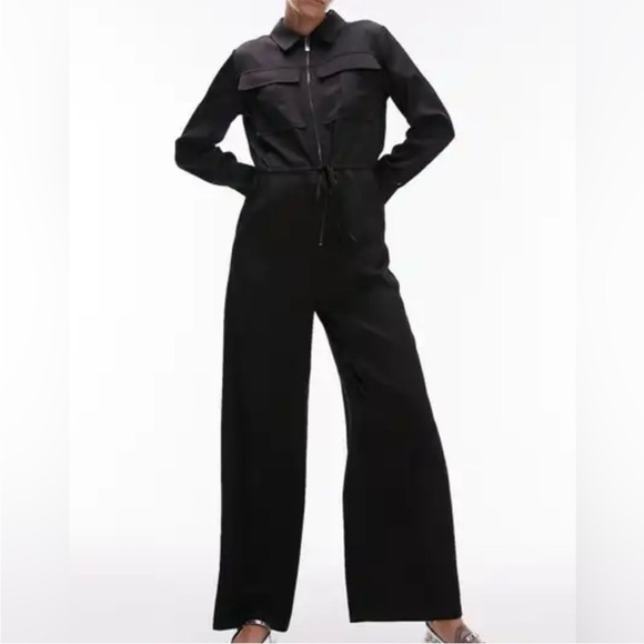Topshop Pants - Topshop Black Wide-Leg Jumpsuit